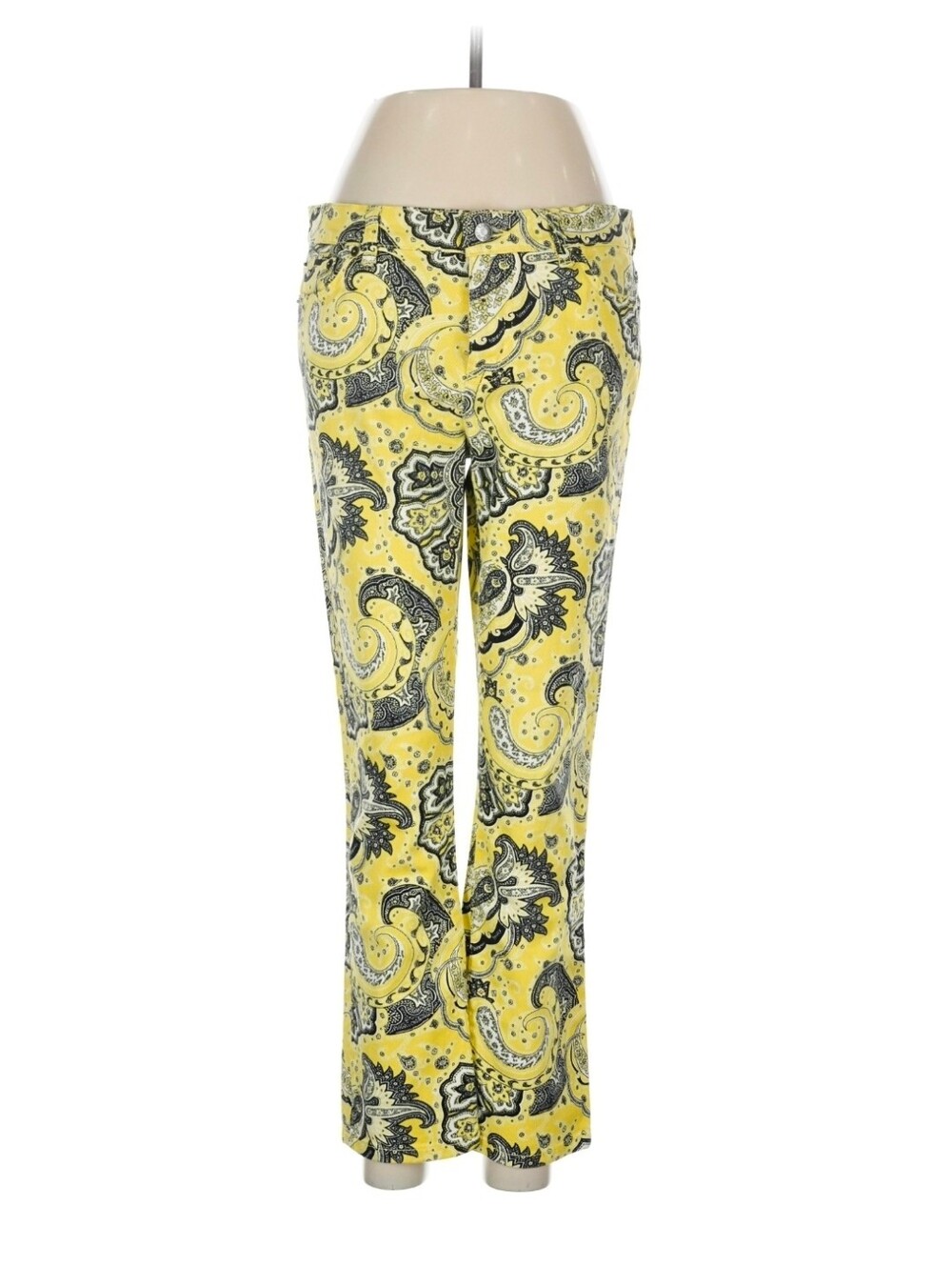 RARE Vintage RALPH LAUREN Jeans Yellow paisley Denim pants Women's 6 PETITE